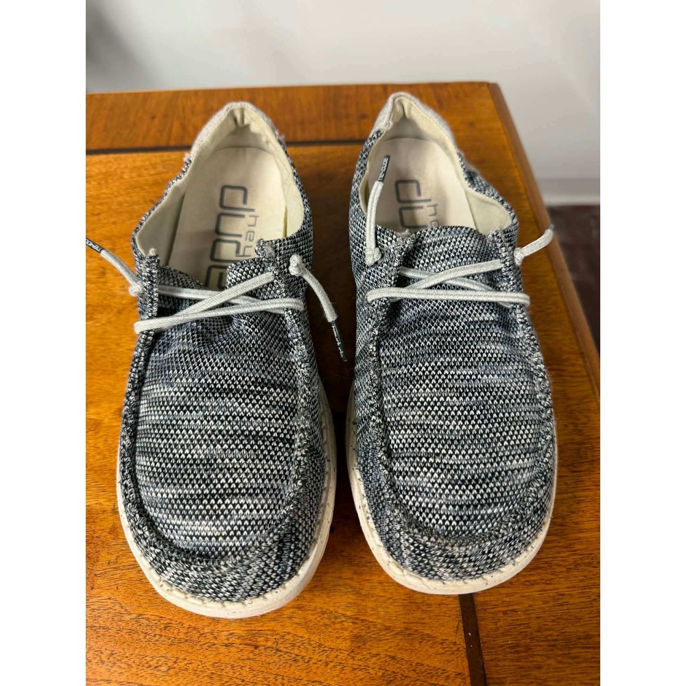 Hey Dude Womens 6 Dark Grey Wendy Sox Loafers Casual Knit Slip On Shoes